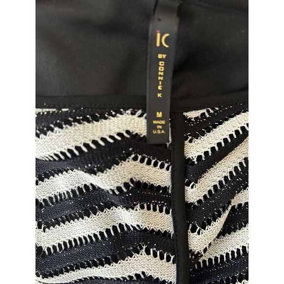 IC BY CONNIE K STRETCH TUNIC TOP MEDIUM ASYMMETRICAL HEM LONG TAB SLEEVES LINED - Picture 4 of 5